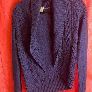 beautifully knitted navy cardigan